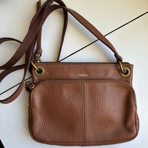 Small Fossil Tan Crossbody in Tan Leather